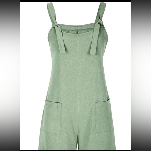Green Crepe Knotted Romper - Picture 2 of 3
